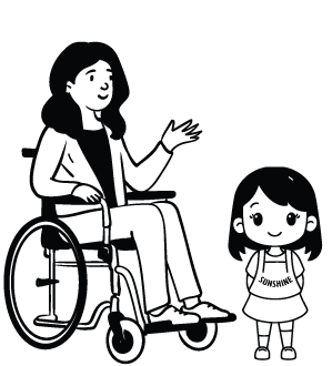 Rolstoel Vrouw Kleine Meisje